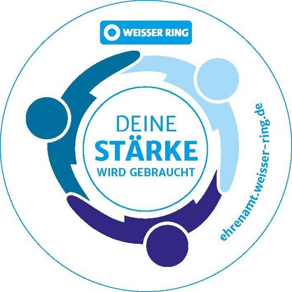 Dier wird das Logo des Weissen Rings gezeigt.