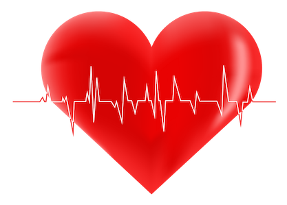 Zu sehen ist ein rot dargestelltes Herz. Eine EKG-Kurve verläuft quer vor dem Harz.